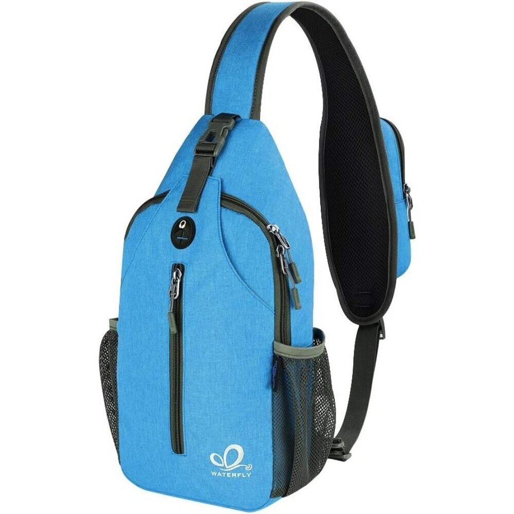 Men Sky Blue Crossbody Sling Backpack Sling Bag Travel Hiking Chest Daypack
